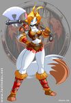  anthro axe blue_eyes chalo female midriff solo tail video_games warcraft weapon 