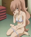  bad_aspect_ratio barefoot bikini breasts brown_eyes brown_hair cleavage glasses kodomo_no_jikan large_breasts long_hair screencap solo swimsuit usa_mimi 