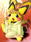  blush ears edmol electric female nintendo pichu pok&#233;mon pok&eacute;mon solo sweat tail transformation video_games 