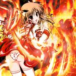  ass fire fujiwara_no_mokou lastlong panties red_eyes silver_hair solo thighhighs touhou underwear white_legwear 