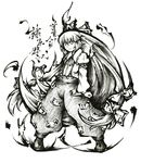  bad_id bad_pixiv_id bow calligraphy_brush_(medium) fire frown fujiwara_no_mokou greyscale hair_bow hime_cut link163353 long_hair monochrome pants solo suspenders touhou traditional_media very_long_hair 