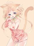  amezawa_koma animal_ears bare_shoulders blonde_hair blue_eyes blush bow breasts cat cat_ears cat_tail collarbone cover cover_page doujin_cover dress fangs hair_bow hand_in_panties large_breasts masturbation nipples off_shoulder original panties panty_pull pink_panties pussy_juice short_hair solo sweater sweater_dress tail underwear wet wet_clothes wet_panties 