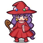  :o blush boots dress eruru_(erl) full_body hat holding holding_wand jewelry long_hair low-tied_long_hair monster_maker open_mouth purple_eyes purple_hair rufia_(monster_maker) simple_background solo wand white_background witch witch_hat 