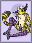  cheetah crossdressing feline flarn flarn_(character) male penis pouch solo stockings 