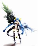  asymmetrical_wings bad_id bad_pixiv_id bare_shoulders blue_hair bow choker dizzy erise guilty_gear hair_bow highres legs long_hair navel necro_(guilty_gear) red_eyes ribbon standing tail tail_ribbon thighhighs twintails undine_(guilty_gear) wings 