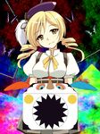  blonde_hair blush bug butterfly charlotte_(madoka_magica) drill_hair hat highres insect long_hair magical_girl mahou_shoujo_madoka_magica regdic skirt smile tomoe_mami twin_drills twintails witch's_labyrinth yellow_eyes 