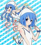  alternate_hairstyle b-cat blue_eyes blue_hair dress dual_persona hat ikamusume long_hair shinryaku!_ikamusume short_hair tentacle_hair 