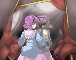  different_reflection dual_persona hairband heart komeiji_satori mirror mochinabe purple_eyes purple_hair reflection short_hair touhou 