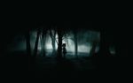  dark fog glowing glowing_eyes highres horror_(theme) looking_at_viewer nartanz rumia solo standing touhou tree wallpaper 