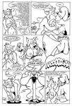  bent_over black_and_white breasts butt canine cat collar comic couple dialog dog duo english_text feline female inviting male mammal monochrome nipples presenting presenting_hindquarters text toony wom-bat 