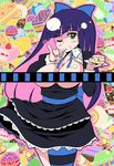  blush breasts cake cleavage covering eating food fruit heart panty_&amp;_stocking_with_garterbelt stocking_(character) stocking_(psg) strawberry sugiura wink 