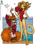  avoid_posting baywatch bdsm beach bondage bound breasts cat color colored conditional_dnp doing_it_wrong duo feline female jollyjack kat_vance mammal one-piece_swimsuit rodent scarlet scarlet_(sequential_art) seaside sequential_art squirrel swimsuit water wristband 