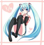  bad_id bad_pixiv_id black_legwear blue_eyes blue_hair blush hatsune_miku itou_nanami long_hair mikupa open_mouth panties solo striped striped_panties thighhighs twintails underwear very_long_hair vocaloid 