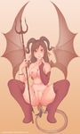  anus breasts crouching demon demongirl female horns nude piercing pointy_ars polearm pussy solo tail thigh_highs trident twinkle-sez wings 