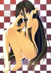  arikawa_satoru barefoot black_hair breasts feet hair_flowing_over highres komori_kiri long_hair medium_breasts nipples panties red_eyes sayonara_zetsubou_sensei solo topless underwear underwear_only 