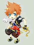  blue_eyes brown_hair chibi fingerless_gloves gloves keyblade kingdom_hearts male_focus open_mouth prodigy_bombay solo sora_(kingdom_hearts) 