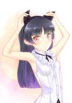  animal_ears aoi_usagi armpits bad_id bad_pixiv_id black_hair blouse cat_ears gokou_ruri long_hair mole mole_under_eye ore_no_imouto_ga_konna_ni_kawaii_wake_ga_nai red_eyes solo 