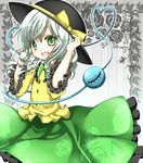  blush colorized eyeball green_eyes green_hair harukaruha hat heart heart_of_string komeiji_koishi ribbon skirt smile solo third_eye touhou 