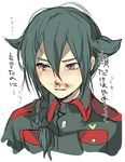  androgynous bad_id bad_pixiv_id blood braid face green_hair inazuma_eleven inazuma_eleven_(series) long_hair male_focus military military_uniform mistorene_callus nosebleed solo tears tetsuo translated uniform 