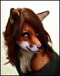  brown_hair canine female fox hair looking_at_viewer photomorph pspynett smile solo 