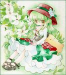  breasts c.c. cc cheese-kun code_geass dress female flower full_body gradient gradient_background green_hair haneo_(hao) haosame hat long_hair plant shoes solo yellow_eyes 