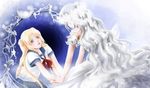  bishoujo_senshi_sailor_moon blonde_hair hand_holding multiple_persona pixiv princess_serenity school_uniform silver_hair tsukino_usagi 