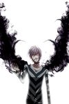 accelerator bad_id bad_pixiv_id black_wings choker glowing glowing_eyes highres male_focus nono_(noxno) red_eyes shirt solo striped striped_shirt to_aru_majutsu_no_index white_hair wings 