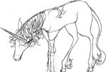  amalthea blush buttercup_saiyan equine female feral hooves horns monochrome petite sketch solo the_last_unicorn unicorn 