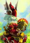  eyes_closed female final_fantasy final_fantasy_ix flower freya_crescent garden hat landscape mammal rat rodent smile unknown_artist video_games 