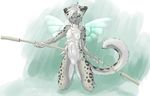  ayala breasts fairy feline female multi_breast nude polearm ryuujinzero small_breasts snow_leopard solo staff wings 