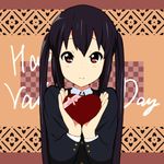  bad_id bad_pixiv_id black_hair gift happy_valentine heart holding holding_gift k-on! kaiman long_hair nakano_azusa official_style red_eyes school_uniform solo twintails valentine 