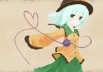  bad_id bad_pixiv_id blush eyeball green_eyes green_hair hat heart heart_of_string highres komeiji_koishi mugi_(banban53) sleeves_past_wrists smile solo touhou 