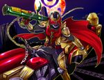  belt cape kamen_rider kamen_rider_kiva kamen_rider_kiva_(series) male_focus rocket_launcher solo weapon yk 