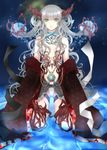  bad_id bad_pixiv_id bare_shoulders green_eyes grey_hair horns long_hair no_bra original rara419 solo 