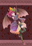  :q ahoge bad_id bad_pixiv_id bat_wings bow candy detached_sleeves dress drill_hair flower food food_themed_hair_ornament frills full_body green_legwear hair_ornament halloween highres kasane_teto leaf ma_na_roo midriff navel pumpkin pumpkin_hair_ornament purple_eyes rapier red_flower red_hair red_rose ribbon rose shoes short_hair shorts smile solo striped striped_legwear sword thighhighs tongue tongue_out twin_drills twintails utau vertical-striped_legwear vertical_stripes weapon wings 