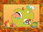  apple brother_and_sister child crayon_shin-chan dog eating food fruit nohara_himawari nohara_shinnosuke shiro_(crayon_shin-chan) shiro_(shin-chan) siblings wallpaper what worm worms 