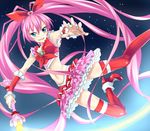  bad_id bad_pixiv_id blue_eyes boots cure_melody heart houjou_hibiki keikotsu long_hair magical_girl midriff miracle_belltier navel pink_hair precure skirt solo suite_precure thighhighs twintails very_long_hair 