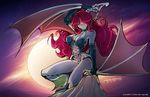  bat creepy female hair_over_eye jeso moon night red_hair scary sitting solo stars unconvincing_armour vampire wings 