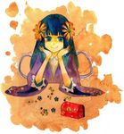  bad_id bad_pixiv_id blue_eyes blue_hair box chiyo_(fragile) flower fragile:_sayonara_tsuki_no_haikyo hair_flower hair_ornament japanese_clothes long_hair marble solo traditional_media treasure_chest triangle_lunch 