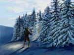  canine edge entrance fire forest memory mist orb pines snow solo tree vantid watermark wolf 