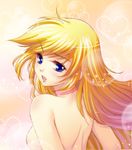  bad_id bad_pixiv_id blonde_hair blue_eyes choker cutie_honey heart igapon kisaragi_honey lips long_hair looking_back nude open_mouth solo sparkle upper_body 
