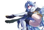  ass blue_hair boots cameltoe eichi gloves kos-mos long_hair panties red_eyes thighhighs underwear white xenosaga 