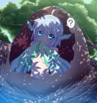  ? ahoge blue_eyes egg feathered_wings feathers harpy hatching highres kiyomin monster_girl nest original solo tree white_hair wings 