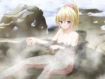  blonde_hair blue_eyes breasts fuyu_no_rondo game_cg lumiaula_marie nipples nude onsen snow water yasuyuki 