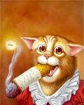  cigarette clothing feline fly mammal smoking sweat unknown_artist what 