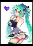  aqua_eyes aqua_hair bad_id bad_pixiv_id detached_sleeves from_behind goose_h hatsune_miku headphones long_hair looking_back mikupa necktie panties skirt solo thighhighs twintails underwear very_long_hair vocaloid wings 