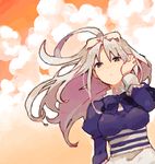  axis_powers_hetalia belarus_(hetalia) blue_eyes cloud curly_hair grey_hair long_hair making_of ribbon sky solo sunset tsu 