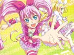  blonde_hair blue_eyes cure_melody cure_rhythm green_eyes houjou_hibiki magical_girl minamino_kanade multiple_girls nishiwaki pink_hair precure suite_precure thighhighs 