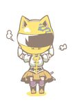  animal_ears animal_helmet cat_ears celty_sturluson chibi durarara!! helmet luo. mahou_shoujo_madoka_magica motorcycle_helmet parody solo striped striped_legwear thighhighs tomoe_mami vertical-striped_legwear vertical_stripes 