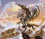  chrome cloud clouds clows dragon feral flying hi_res high_place horns mariecannabis metal mountain platinum scalie shiny sixthleafclover sky solo wings 